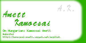 anett kamocsai business card